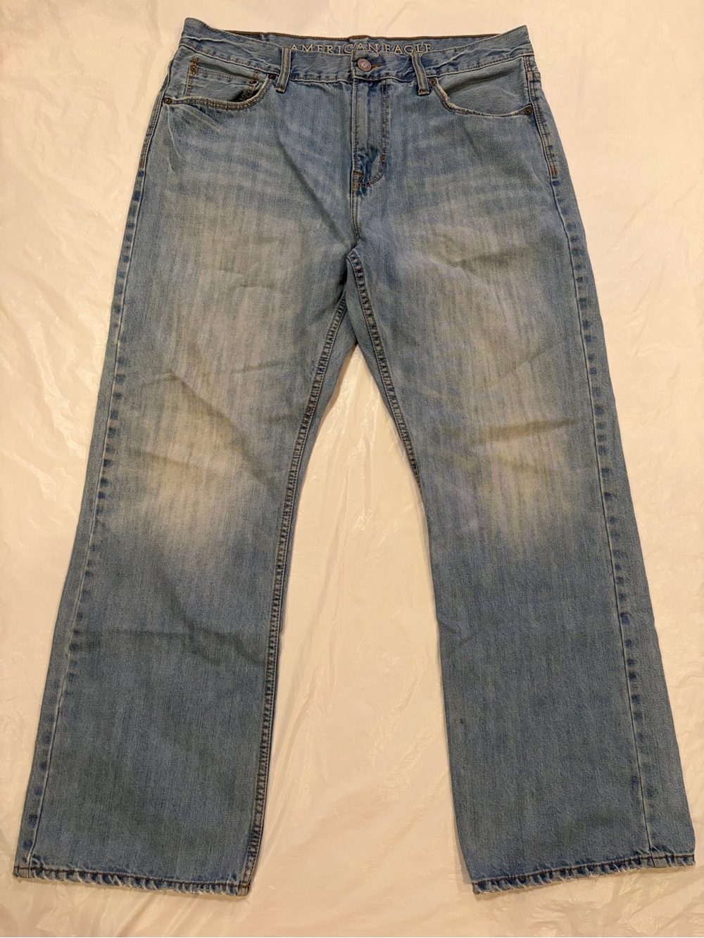 American Eagle Jeans Men's 36x32 Blue Light Wash Bootcut 100% Cotton
